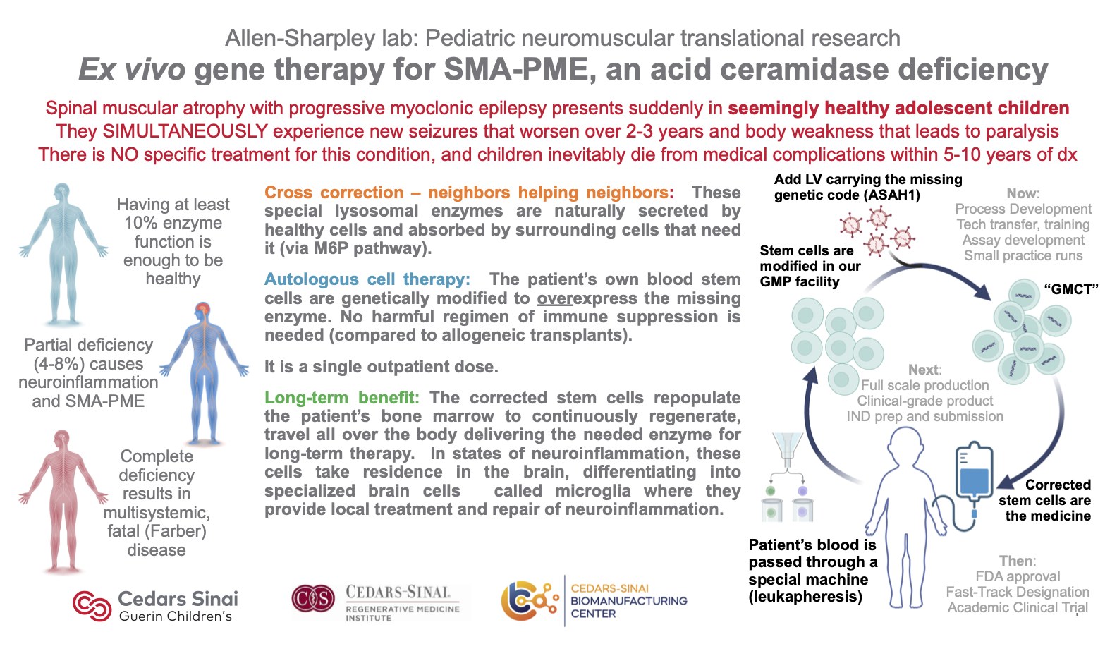 Dr. Allen-Sharpley's one-page overview: ex vivo gene therapy for SMA-PME